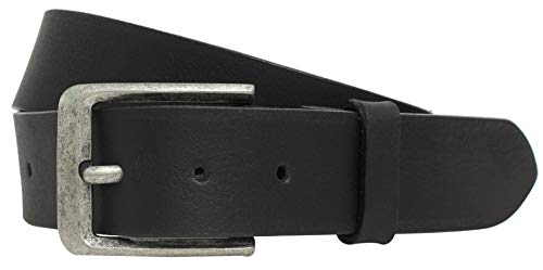 Gusti Gürtel Leder - Kellen schlichter Ledergürtel mit silberner Schnalle Anzug Gürtel Herren 80 85 90 95 100 105 110 115 cm Schwarz Leder von Gusti