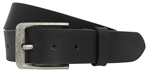 Gusti Gürtel Leder - Kellen schlichter Ledergürtel mit silberner Schnalle Anzug Gürtel Herren Schwarz Leder (85) von Gusti