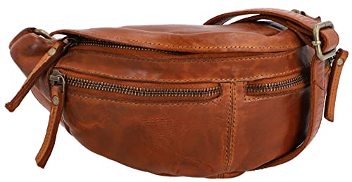 Gusti Unisex Gürteltasche Leder - Acton Damen und Herren Bauchtasche Festivaltasche Hüfttasche Vintage Braun Leder von Gusti