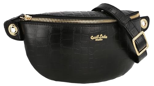 Gusti Gürteltasche Leder - Annabelle Damen und Herren Gürteltasche Bauchtasche Handtasche Ledertasche Schwarz Leder von Gusti