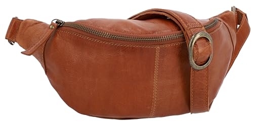 Gusti Gürteltasche Leder- Cillian Damen und Herren Bauchtasche Hüfttasche Festivaltasche Braun Leder von Gusti