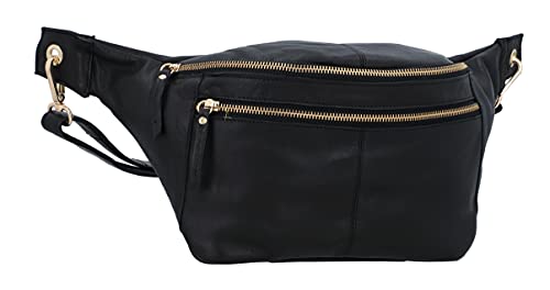 Gusti Gürteltasche Leder - Freya Damen und Herren Bauchtasche Hüfttasche Festivaltasche Tasche Handtasche Leder Schwarz von Gusti