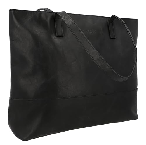 Gusti Handtasche Leder - Carine Damen Handtasche Shopper Umhängetasche Damen Vintage Schwarz Leder von Gusti