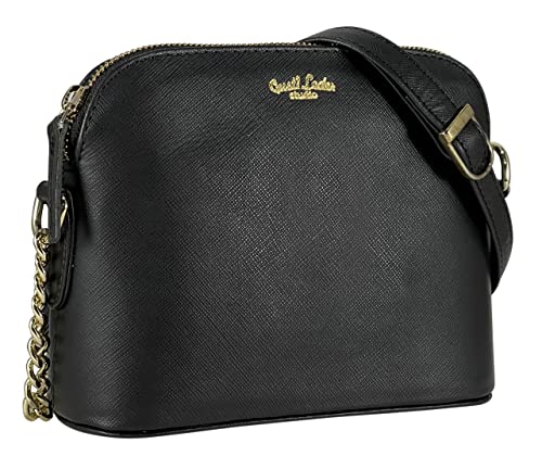 Gusti Handtasche Leder - Marry Umhängetasche Schultertasche Alltagstasche Tasche Crossbody Ledertasche mit Gold Kette Damen Schwarz Leder von Gusti