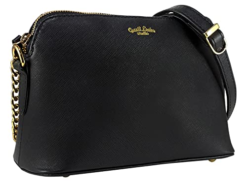 Gusti Handtasche Leder - Mona Umhängetasche Schultertasche Alltagstasche Tasche Crossbody Ledertasche Damen Schwarz Leder von Gusti