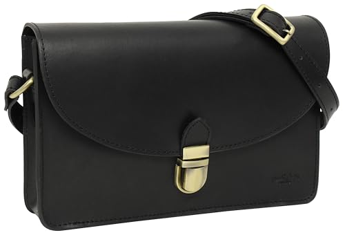 Gusti Handtasche Leder - Zoey Damen Handtasche Umhängetasche Ledertasche Schwarz Leder von Gusti