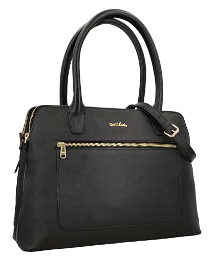 Gusti Handtasche leder - Marina Lenkertasche Handtasche Henkeltasche Umhängertasche Shopper Tasche Arbeitstasche Businesstasche Fahrradtasche Ledertasche Damen Schwarz Leder von Gusti