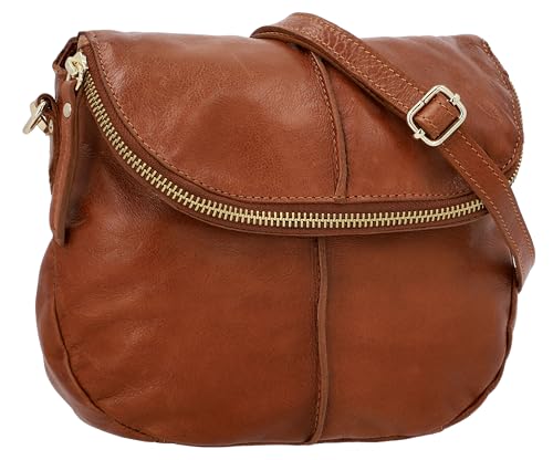 Gusti Umhängetasche Leder - Iselin Damen und Herren Handtasche Schultertasche Partytasche Festivaltasche Ledertasche Braun Leder von Gusti