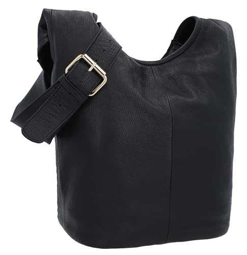 Gusti Beuteltasche Leder - Josephine Damen und Herren Leder Umhängetasche Shopper Ledertasche Vintage Schwarz Leder von Gusti