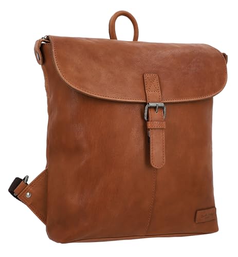 Gusti Kieran Rucksack Lederrucksack mit Reißverschluss und Schnalle diebstahlsicher Braun Leder Damen Herren von Gusti