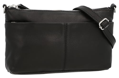 Gusti Umhängetasche Leder - Veronika Damen Klein Handtasche Partytasche Abendtasche Schultertasche Schwarz Leder von Gusti