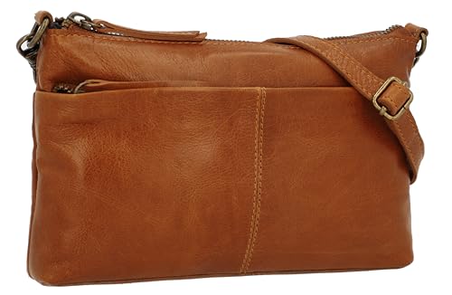 Gusti Kleine Umhängetasche Handtasche Damen Leder Veronika Ledertasche Party Braun Leder von Gusti