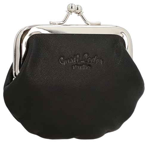 Gusti Portemonnaie Leder - Fenja Damen aus Leder mit Clipverschluss Klickverschluss Spangenportemonnaie Geldbörse Vintage Schwarz von Gusti
