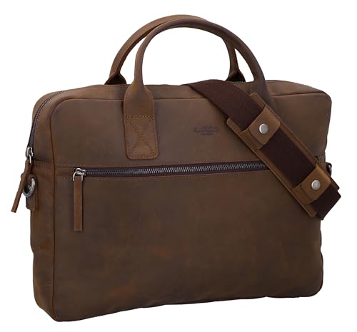 Gusti Leder Aktentasche Elijah - Unitasche Umhängetasche Arbeitstasche Messenger Bag Lehrertasche Businesstasche groß Laptoptasche Vintage Nussbaum Leder von Gusti