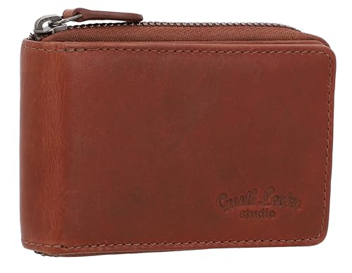 Gusti Leder Geldbörse Zora - Geldbeutel Kartenetui Auto-Schlüsselanhänger Vintage Damen Herren Braun Leder von Gusti