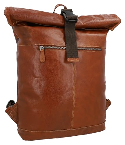 Gusti Rolltop Mattis Vintage Cityrucksack Outdoorrucksack Laptoptasche Unirucksack Wanderrucksack Braun Leder 16L von Gusti