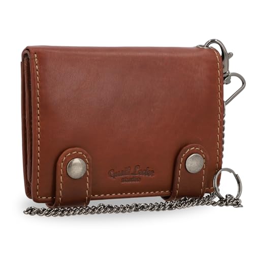 Gusti Leder Geldbeutel mit Kette Ben – Biker Geldbörse Herren aus Rindsleder – Portemonnaie mit Kette, 6 Kartenfächern & Druckknopfverschluss von Gusti