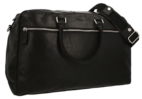 Gusti Aktentasche Leder - Mauricio Pflanzlich gegerbt Unitasche mit Trolley-Schlaufe Umhängetasche Arbeitstasche Messenger Bag Lehrertasche Businesstasche groß Laptoptasche Vintage Schwarz Leder von Gusti