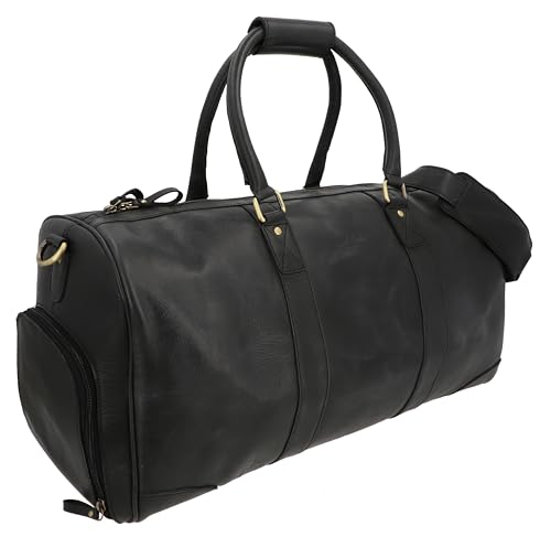 Gusti Reisetasche Leder - Davide Damen und Herren Boardtasche Umhängetasche Ledertasche Reisegepäck Weekender Schwarz Leder von Gusti