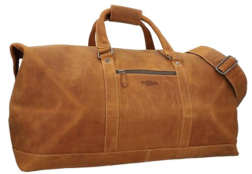 Gusti Weekender Leder Fernando – Reisetasche Leder Herren aus echtem Büffelleder mit Schultergurt, viel Stauraum & wasserabweisendem Innenfutter von Gusti