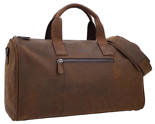 Gusti Reisetasche Leder -Hall Sporttasche Boardtasche Ledertasche Weekender Handgepäck Braun Herren Leder 25L von Gusti