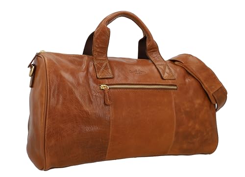 Gusti Reisetasche Leder - Hall Damen und Herren Sporttasche Boardtasche Umhängetasche Schultertasche Riementasche Ledertasche Reisegepäck Handgepäck Braun Leder von Gusti