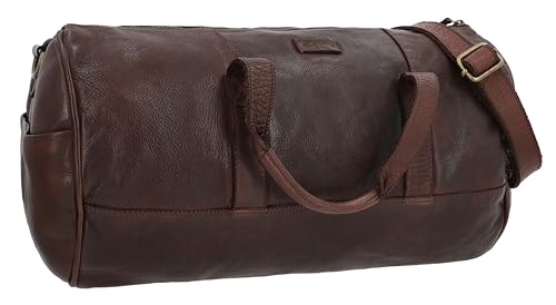 Gusti Reisetasche Leder - Oliver Damen und Herren Weekender Sporttasche Handgepäck Ledertasche Braun Leder von Gusti