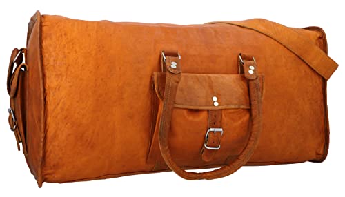 Gusti Reisetasche Leder - Oscar Damen und Herren Gepäcktasche Bordtasche Weekender Vintage Braun Leder von Gusti