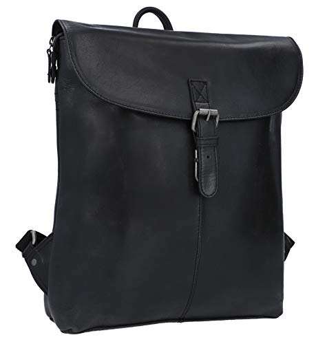 Gusti Rucksack Leder - Kieran Damen und Herren Lederrucksack Cityrucksack Backpack Daypack diebstahlsicher Vintage Schwarz von Gusti