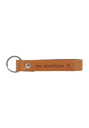 Gusti Schlüsselanhänger Leder - Shelton Schlüsselband Schlüsselring Lederband Lederanhänger Braun Leder mit Gravur my sunshine Sonne von Gusti