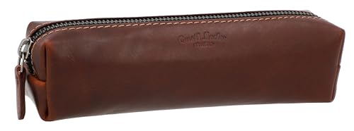 Gusti Stiftemappe Leder - Addison Pflanzlich gegerbt Damen und Herren Federtasche Federmappe Schlampermäppchen Stiftetui Braun Leder von Gusti