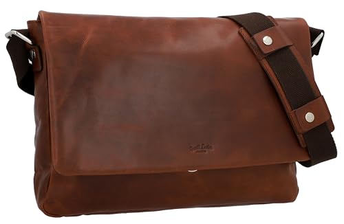 Gusti Umhängetasche Leder - Theodore Pflanzlich gegerbt Aktentasche Unitasche Umhängetasche Arbeitstasche Messenger Bag Lehrertasche Businesstasche groß Laptoptasche Vintage Braun Leder von Gusti