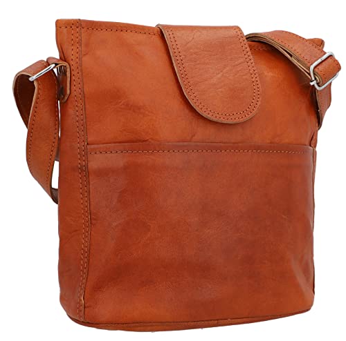 Gusti Leder Umhängetasche - Jaqueline S Vintage Shopper Leder, Crossbody Bag Damen aus echtem Ziegenleder, verstellbarer Riemen, 4 Fächer, 7L von Gusti