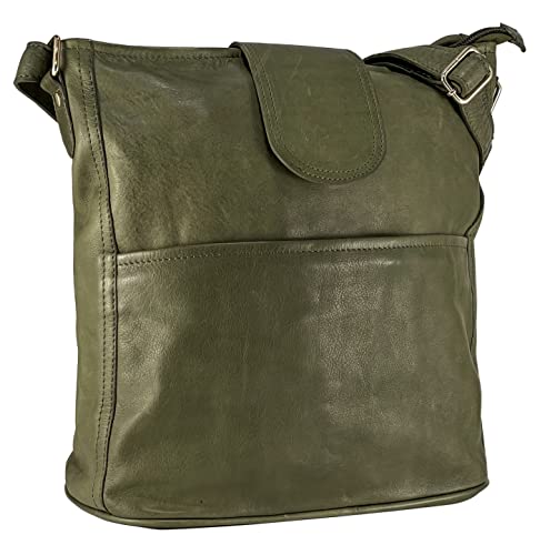 Gusti Umhängetasche Damen Leder - Jacqueline Shopper Ledertasche Handtasche Lederhandtasche Grün von Gusti