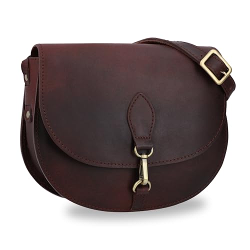 Gusti Umhängetasche Leder - Wiebke Damen Handtasche Abendtasche kleine Ledertasche Vintage Rot Leder von Gusti