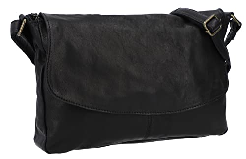 Gusti Handtasche Leder - Maisie Damen Handtasche Schultertasche Umhängetasche Ledertasche klein Schwarz von Gusti