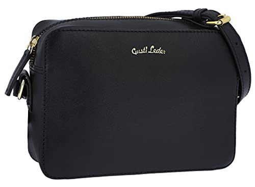 Gusti Umhängetasche Leder - Almina Damen Handtasche Schultertasche Crossbody bag Ledertasche Vintage Saffiano Schwarz von Gusti