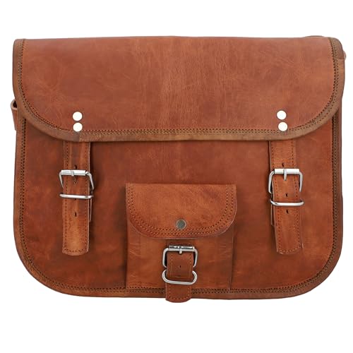 Gusti Umhängetasche Leder - Alex 11" Collegetasche Ledertasche Vintage Braun Leder von Gusti