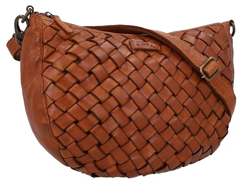 Gusti Umhängetasche Leder - Clover Umhängetasche Handtasche Schultertasche Tasche Stadttasche Ledertasche Vintage Braun Leder von Gusti