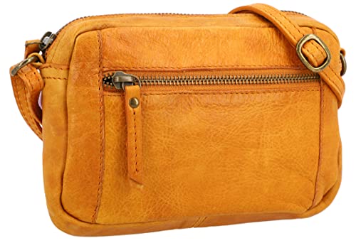 Gusti Leder Umhängetasche – Dominic Herren und Damen Mini-Tasche aus Rindsleder in Cognac, Vintage-Look mit Schnallen- & Reißverschluss, kompakt & stilvoll für Alltag & Reisen von Gusti
