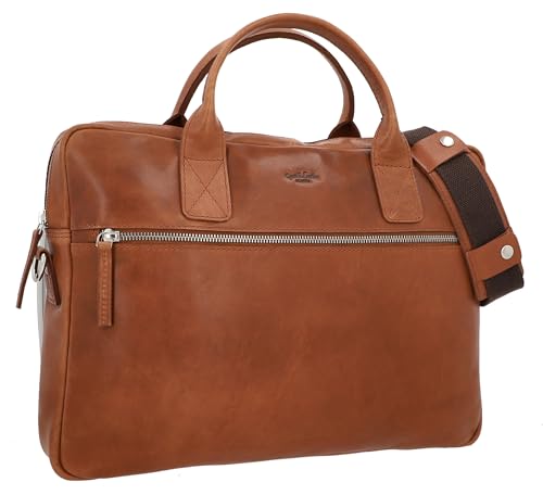 Gusti Umhängetasche Leder - Elijah Aktentasche Unitasche Arbeitstasche Messenger Bag Lehrertasche Businesstasche groß Laptoptasche Vintage Braun Leder von Gusti