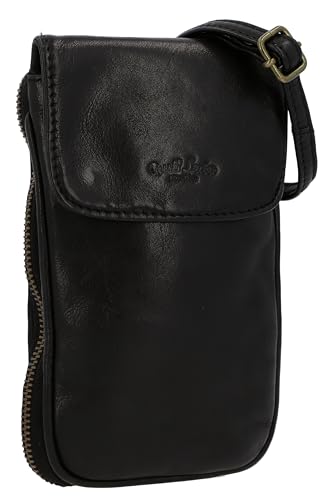 Gusti Umhängetasche Leder - Estera Damen Umhängetasche Handtasche Handytasche Ledertasche Vintage Schwarz Leder von Gusti