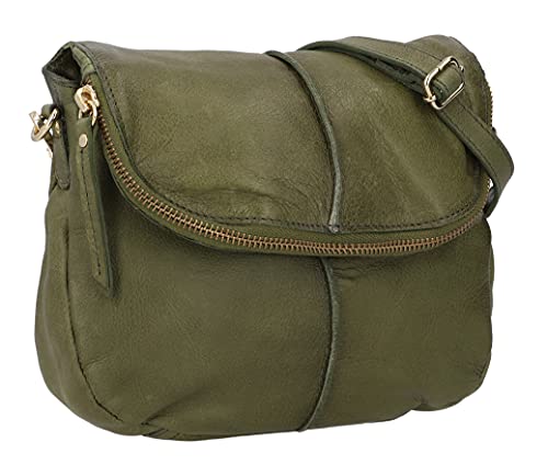 Gusti Umhängetasche Leder - Iselin Damen Handtasche Schultertasche Partytasche Festivaltasche Ledertasche Grün Leder von Gusti