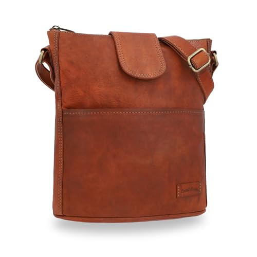 Gusti Ledertasche Damen Jacqueline New Berlin | Handgefertigte Umhängetasche Damen Leder für Alltag & Büro | AirTag-Fach & Praktische Fächeraufteilung von Gusti