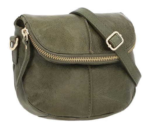 Gusti Umhängetasche Leder - Janny Handtasche Umhängetasche Schultertasche Damen Khaki Leder von Gusti