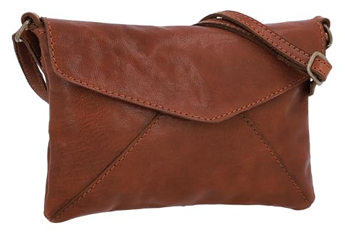 Gusti Umhängetasche Leder - Karisma Damen Handtasche Ledertasche Vintage Braun Leder von Gusti