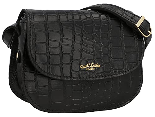 Gusti Umhängetasche Leder - Kayla Umhängetasche Handtasche Schultertasche Partytasche Festivaltasche Ledertasche Leder Schwarz von Gusti