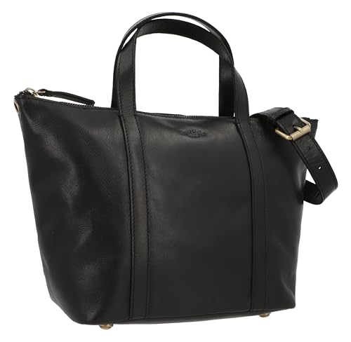 Gusti Umhängetasche Leder - Magda Damen Handtasche Shopper Vintage Schwarz Leder von Gusti