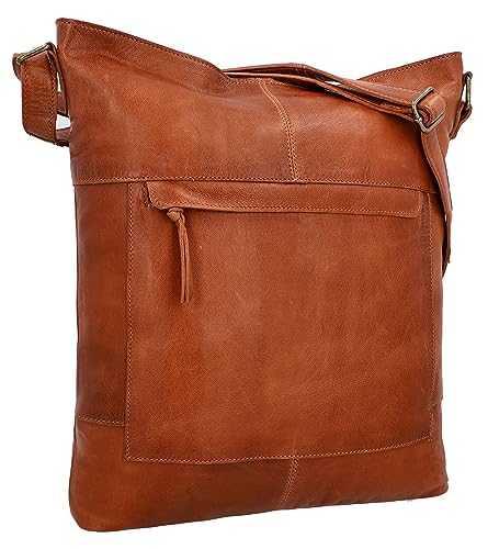 Gusti Umhängetasche Leder- Maola Handtasche Ledertasche Umhängetasche Laptoptasche Braun Leder Damen von Gusti