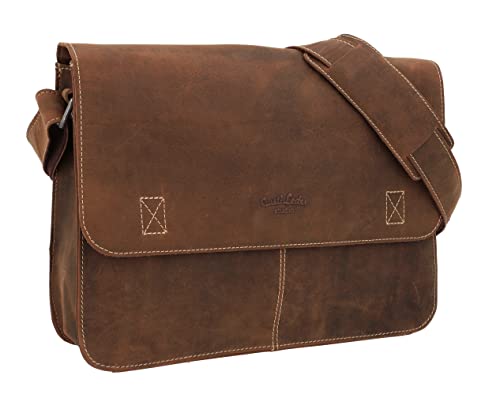 Gusti Umhängetasche Leder - Pharell Ledertasche Unitasche Businesstasche Aktentasche Laptoptasche Messanger Bag Leder (Dunkelbeige) von Gusti